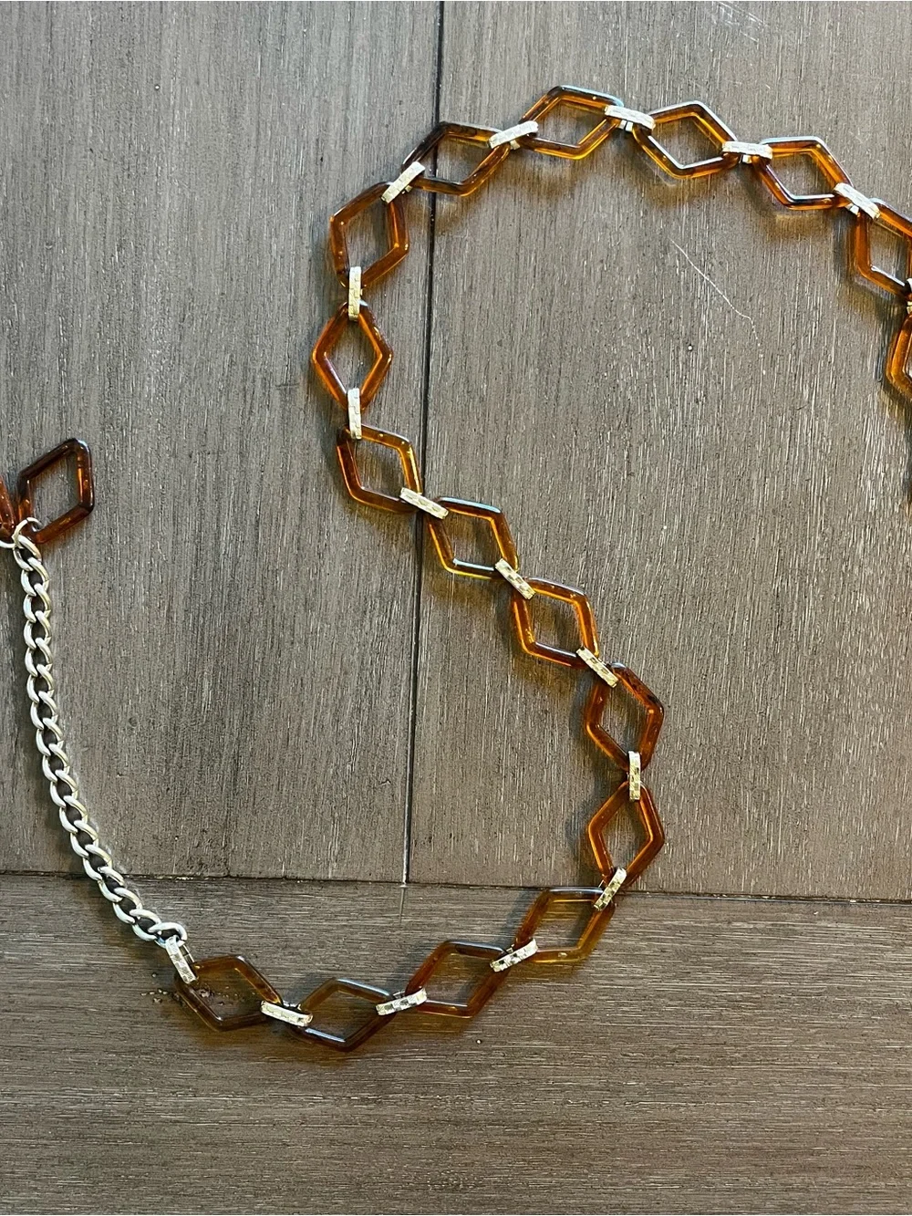 Vintage Y2K Tortoiseshell Chain Belt | Geometric Resin Hip Belt